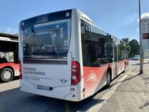 Heckansicht des MB C2 Ü Nr. 20 am 10.8.21 beim Bahnhof Grenchen Süd.