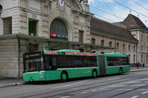 MAN Bus 762, auf der Linie 48, wartet an der Endstation am Bahnhof SBB. Die Aufnahme stammt vom 09.08.2021.