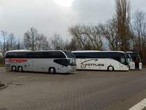 Neoplan Cityliner von Schelges und Setra 517 HD von Gottlieb und VDL Futura von Pütz Reisen aus Deutschland in Waren am 01.01.2019