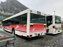 Heckansicht des MB O 405 N ex BGU am 20.9.21 bei der Garage Buchard Leytron.