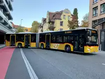 MB C2 G '11549'  AG 16350  vom PU Wicki Transport GmbH, Zufikon am 14.10.21 bei der Abfahrt bei der Postautostation in Baden.