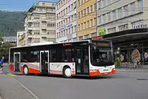 MAN Lions City 64, auf der Linie 72 verlässt die Haltestelle beim Bahnhof Biel. Die Aufnahme stammt vom 25.09.2021.