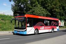 Bus Eisenach / Bus Wartburgkreis: Ebusco 2.2 (EA-WM 29) vom Verkehrsunternehmen Wartburgmobil (VUW), aufgenommen im August 2021 in der Nähe vom Hauptbahnhof von Eisenach.