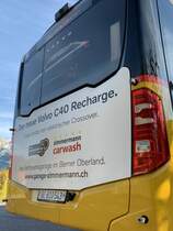 Heck Detailansicht des MB C2 hybrid '11687' von PostAuto Regie Interlaken am 7.11.21 bei Ringgenberg Säge.