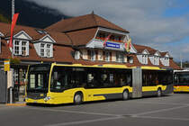 Mercedes Citaro 702 der STI, auf der Linie 21, wartet an der Endstation beim Bahnhof Interlaken Ost. Die Aufnahme stammt vom 08.10.2021.