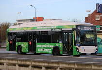 Der neue Iveco E-Way 12 m Niederflur von der Rostocker Straßenbahn AG als Linie 37 von Diedrichshagen nach Warnemünde Werft in Warnemünde-Werft.21.11.2021