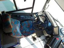 Der Fahrerarbeitsplatz eines MAN SÜ 283 der MVVG in Burg Stargard am 02.04.2019