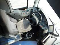 Der Fahrerarbeitsplatz eines MAN Lion's Regio der MVVG in Burg Stargard am 02.04.2019