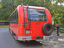 Die Heckpartie eines  Historischer  MAN zu sehen an der Haltestelle der Festung Königsstein am 17. Oktober 2021.