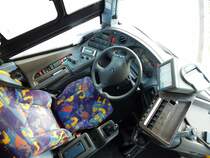 Der Fahrerarbeitsplatz eines Irisbus Crossway der MVVG in Burg Stargard am 02.04.2019