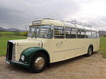 Saurer Bus aus dem Jahr 1960 seht auf den Weg in Richtung Bad Schandau am 23. Oktober 2021.