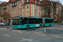 ICB Mercedes Benz Citaro 2 G Wagen 438 am 10.12.21 in Frankfurt am Main auf der Linie M34