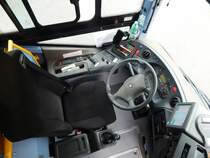 Der Fahrerarbeitsplatz eines Irisbus Crossway der MVVG in Burg Stargard am 18.05.2019