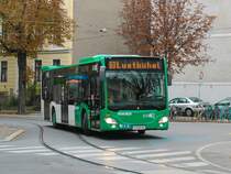 Graz. Wagen 101 der Graz Linien verlässt hier am 24.10.2021 die Schleife Krenngasse.