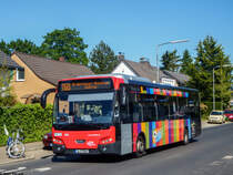 Rheinbahn 7804 (Mayersche) als 760 nach Roßpfad, 2. Juni 2021, Düsseldorf-Stockum, Freiligrathplatz