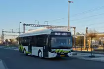 SL 7719, VDL Citea e, von Sales Lentz, am Busbahnhof in Mersch. 28.02.2022