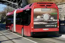 Heckansicht des Volvo 7900 Hybrid 889 von BERNMOBIL am 26.2.22 beim Kursaal.