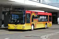 MAN Lions City 52 von Aare Seeland Mobil, auf der Linie 51, wartet an der Haltestelle beim Bahnhof Langenthal. Die Aufnahme stammt vom 07.02.2022.