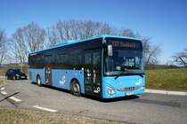Bus Rheinland-Pfalz / Verkehrsverbund Rhein-Neckar: Iveco Crossway LE (MZ-DB 2151) der DB Regio Bus Mitte GmbH, aufgenommen im Februar 2022 in Sembach, einer Ortsgemeinde im Landkreis Kaiserslautern.
