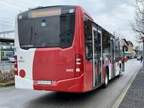 Heckansicht des MB C2 K 6002 der TPF am 31.3.22 nach der Abfahrt in Düdingen.