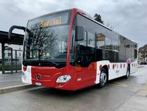 Der MB C2 K 6003 der TPF am 31.3.22 beim Bahnhof Düdingen.