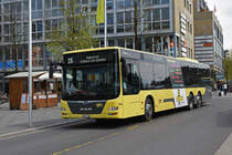 MAN Lions City 602, auf der Linie 25, verlässt die Haltestelle beim Bahnhof Thun. Die Aufnahme stammt vom 21.04.2022.