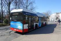 HHA 1991 (HH-XE 991) am 27.3.2022, Heckansicht, Hamburg, Endhaltestelle Mundsburger Brücke / Solaris, New Urbino Electric 12, 3-türig, E-Bus , EZ 16.9.2019 /