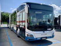 MAN Lion's City E 500 der VBZ am 14.5.22 auf der Raststätte Grauholz.