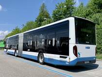 Heckansicht des MAN Lion's City E Nr. 500 der VBZ am 14.5.22 auf der Raststätte Grauholz.