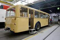 Heckansicht des Berna Nr. 8 der BOGG am 22.5.22 im SBB Werk Olten.