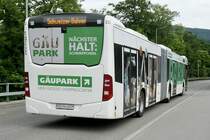 Heckansicht des MB C2 G Nr. 222 mit Vollwerbung Gäupark der BOGG am 22.5.22 als Shuttle zum SBB Werk Olten.