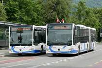 Die beiden MB C2 G Nr. 214 und 209  Solothurn  der BOGG am 22.5.22 vor dem Bahnhof Olten.