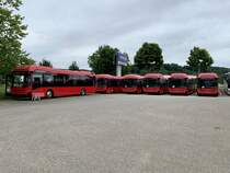 Mehrere neue Volvo 7900 Hybrid für BERNMOBIL am 8.6.22 bei Volvo in Münchenbuchsee.