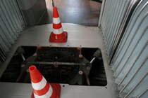 Blick ins Gelenk des MB C2 G Nr. 4 von Rheintal Bus am 11.6.22 bei der Tag der offenen Tür in Altstätten.