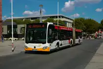 Mainzer Mobilität Mercedes Benz Citaro G Wagen 904 am 16.08.22 am Höfchen in der Innenstadt