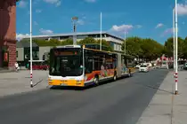 Mainzer Mobilität MAN Lions City G Wagen 765 am 16.08.22 am Höfchen in der Innenstadt