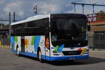 MAN Lion’s Intercity, von Sibra, erreicht den Busbahnhof von Annecy. 16.09.2022 