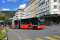 Mercedes Citaro 155, auf der Linie 9, verlässt die Haltestelle beim Bahnhof Biel. Die Aufnahme stammt vom 09.09.2022.