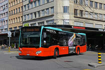 Mercedes Citaro 190, auf der Linie 8, fährt zur Haltestelle beim Bahnhof Biel. Die Aufnahme stammt vom 09.09.2022.
