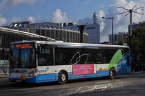 Iveco Urbanway vom Sibra, fährt am Bahnhof vom Annecy vorbei. 09.2022