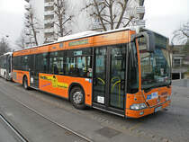 Mercedes Citaro von SWEG macht am 02.04.2009 eine Einsatzfahrt ab der Haltestelle in Kleinhüningen.