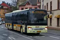 DC 4410, Setra S 418 LE, von Demy Cars, als SEV auf der L 10 Strecke Clervaux – Drauffelt – Wilwerwiltz – Ettelbrück im Einsatz, erreicht den Bahnhof in Ettelbrück. Die Bahnstrecke ab Kautenbach bis Troisvierges bleibt wahrscheinlich bis nach den Ostern (wegen Deckeneinsturz eines Tunnels) gesperrt 01.2023 