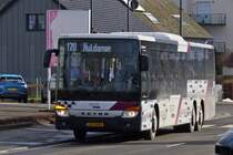 WV 2089, Setra S 418 LE, von WEmobility, auf der Strecke 170 Ettelbrück - Huldange unterwegs,
hält an der Haltestelle Einkaufszentrum in Marnach. 02.2023  
