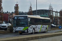 SL 3690, Iveco Crossway, von Sales Lentz, auf der Linie 174 Hosingen - Troisvierges unterwegs, aufgenommen auf der Wemperhard. 02.2023