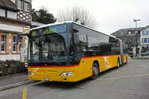 Mercedes Citaro der Post, auf der Linie 84, wartet am 24.01.2023 an der Haltestelle beim Bahnhof Rheinfelden.