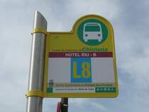 26.02.09,Haltestellenschild in Novo Sancti Petri.