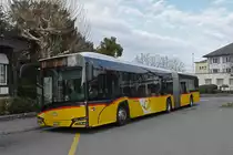 Solaris Bus der Post, auf der Linie 84, wartet am 24.02.2023 an der Endstation beim Bahnhof Rheinfelden.