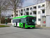 Gleisdorf. Bei der Firma Steiermarkbahn am Standort Weiz läuft aktuell der Testeinsatz eines Iveco E-Way 12m. Den Elektrobus konnte ich am 19.03.2023 als Linie 202 in der Bahnhofstraße fotografieren.