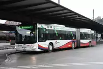 MAN Lions City 301, auf der Linie 7, wartet am 25.01.2023 an der Haltestelle beim Bahnhof Baden.