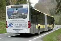 Heckansicht des MB C2 G 161 der STI als Bahnersatz nach Interlaken Ost am 23.4.23 bei Zweilütschinen.